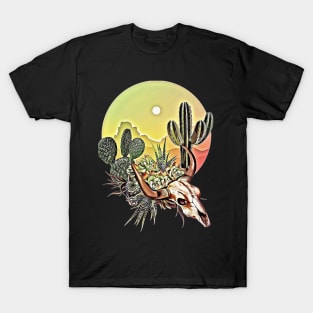 Desert cactus, cow Skull and succulents plant, rural,cowboy,wild,rustic,desert T-Shirt